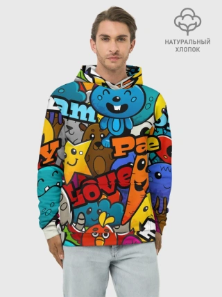 Худи мужской база хлопок / LOVE | PEACE | PARTY