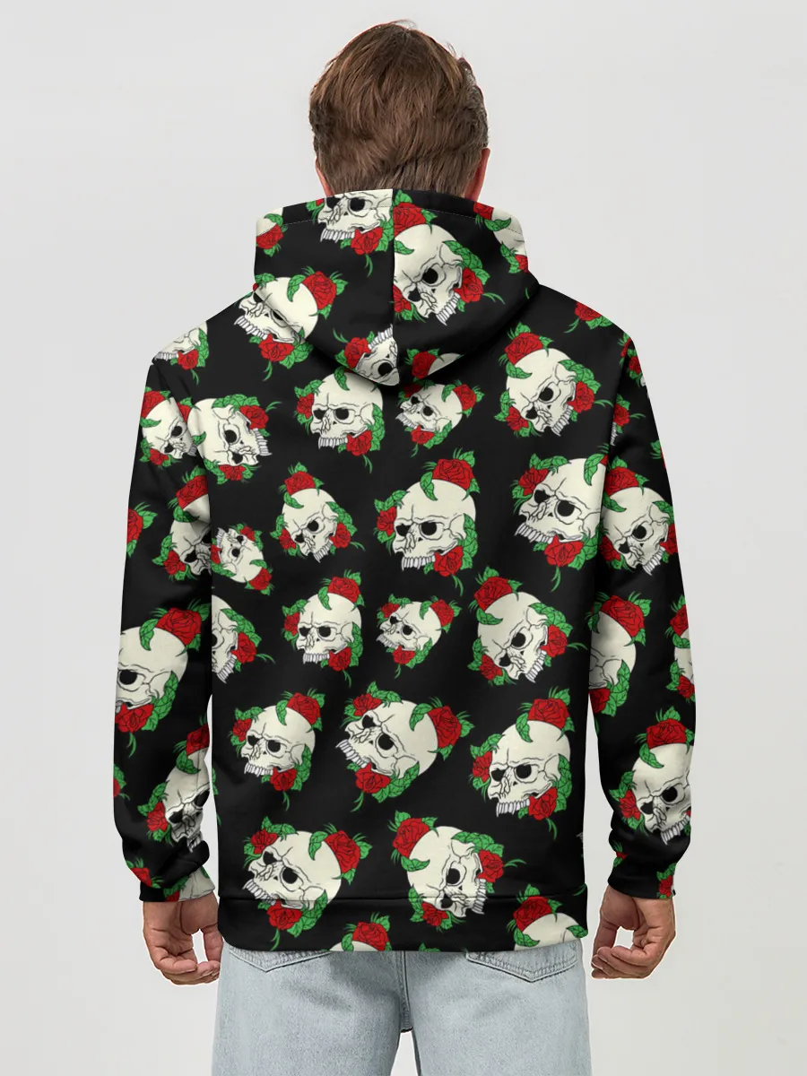 Худи мужской база хлопок / Черепа и розы / Skull and Roses