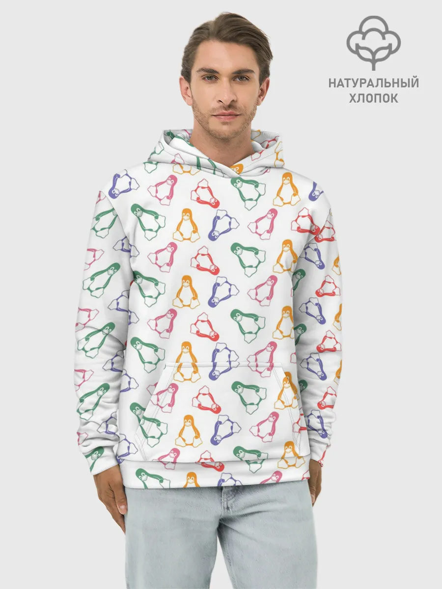Худи мужской база хлопок / Linux Ядро Пингвин