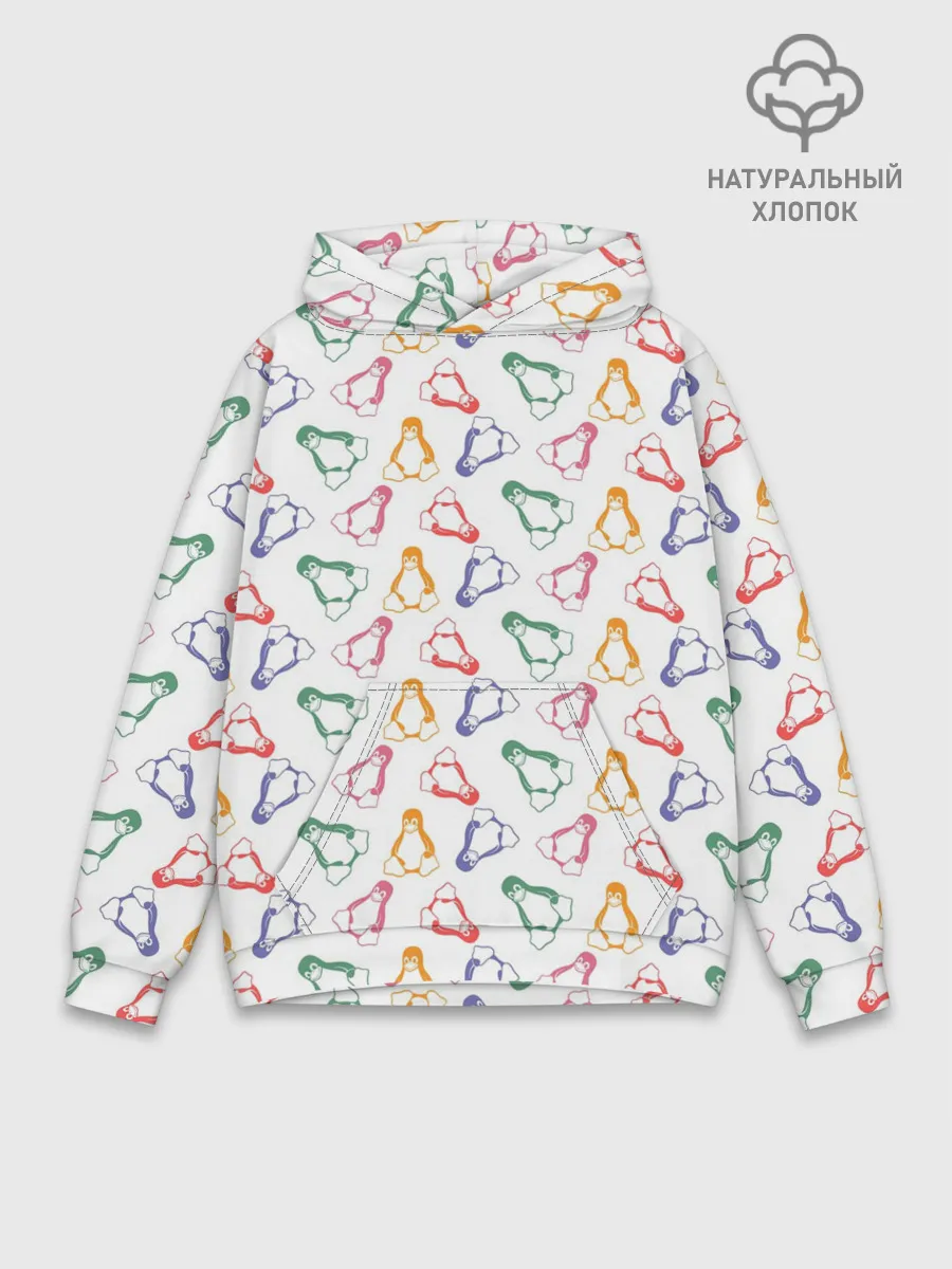 Худи мужской база хлопок / Linux Ядро Пингвин