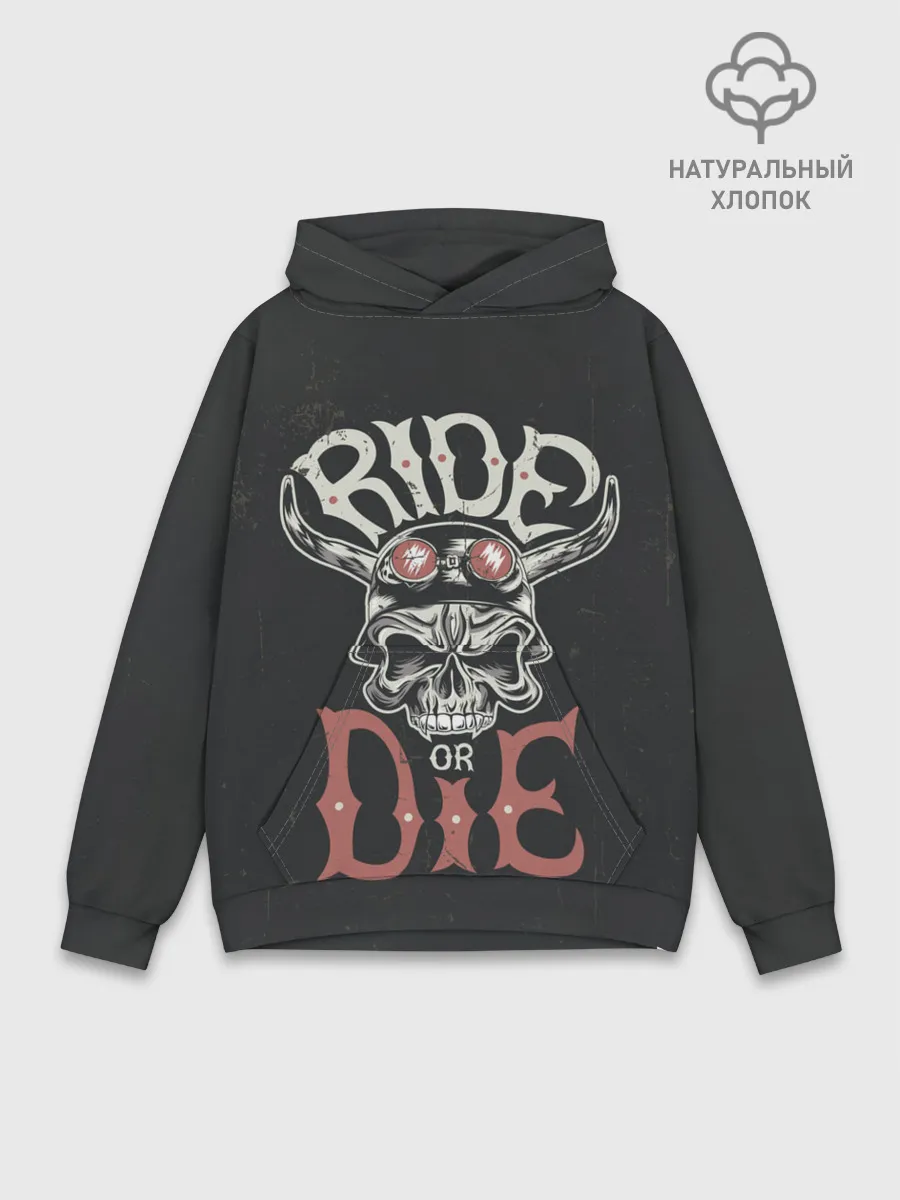 Худи мужской база хлопок / Ride or die