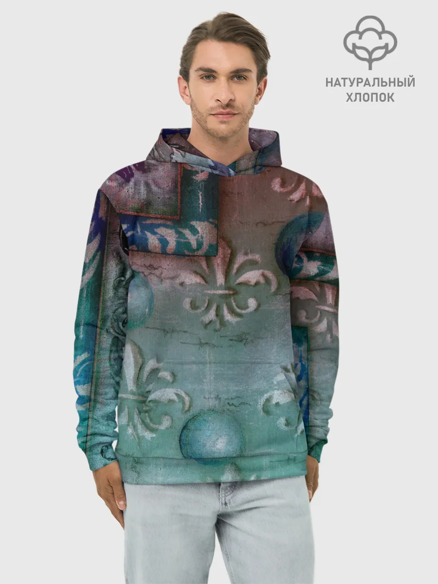 Худи мужской база хлопок / Объемная абстракция - Флер-де-лис