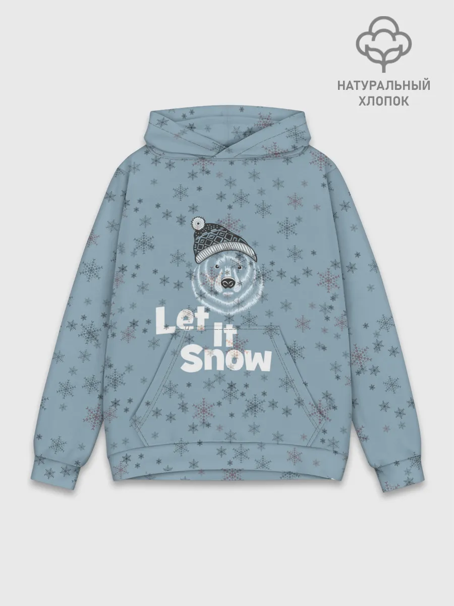 Худи мужской база хлопок / Зима снежинки