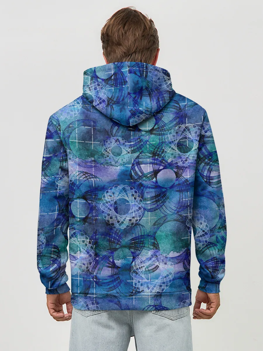 Худи мужской база хлопок / Абстракция - акварельный узор