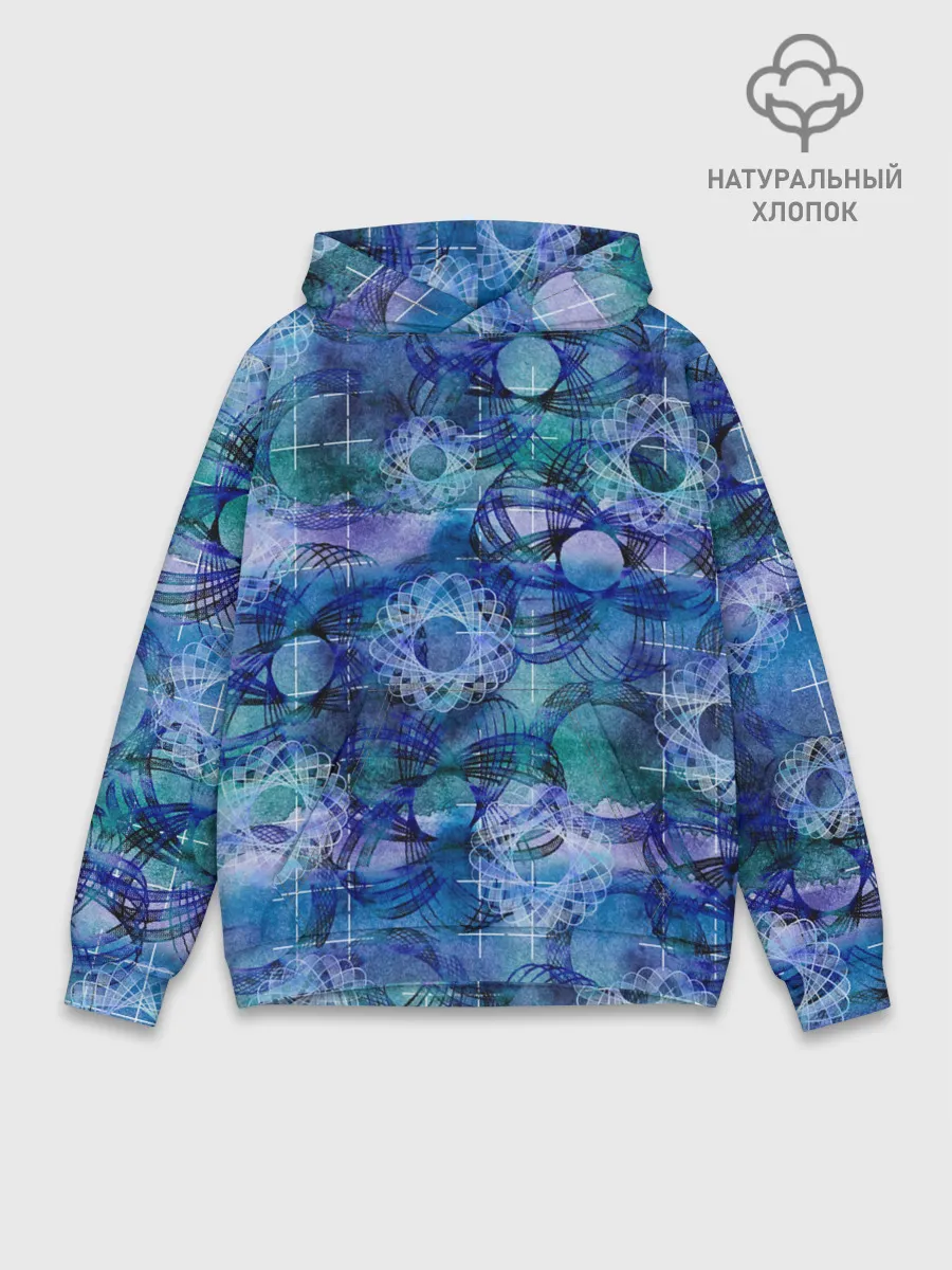 Худи мужской база хлопок / Абстракция - акварельный узор