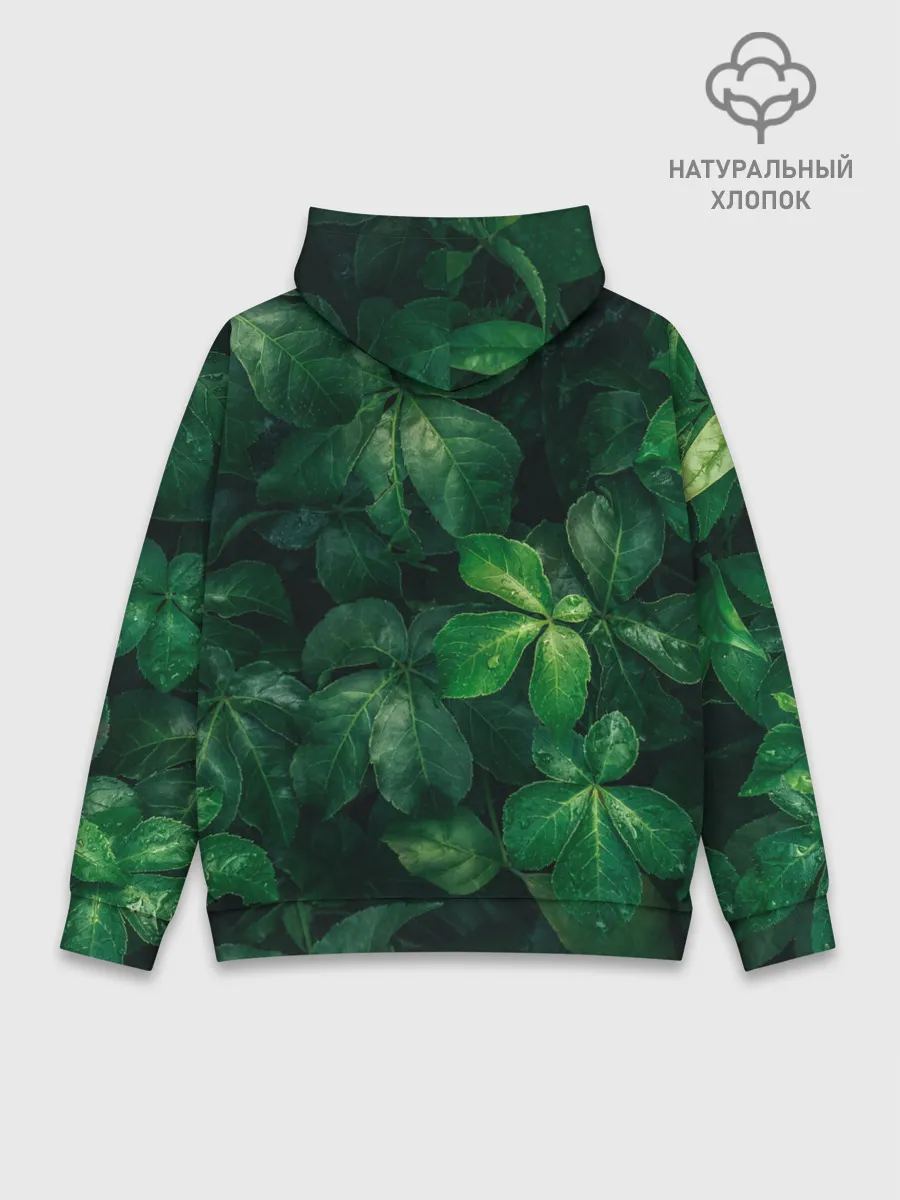 Худи мужской база хлопок / Тропическая листва | Тропики