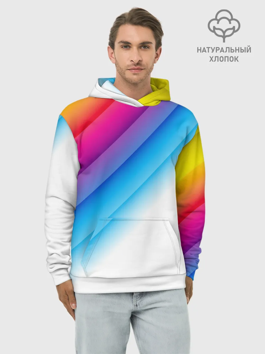 Худи мужской база хлопок / РАДУЖНЫЕ ПОЛОСЫ | RAINBOW