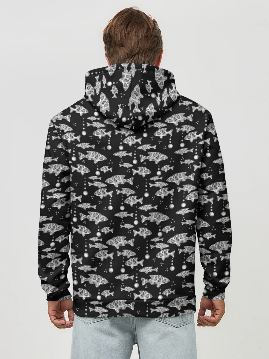 Худи мужской база хлопок / Узор для рыбака