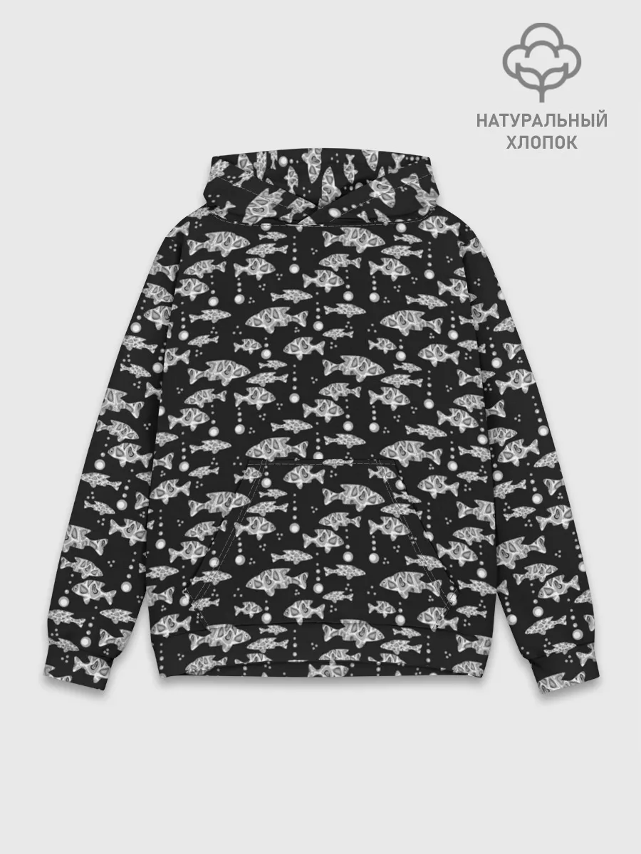 Худи мужской база хлопок / Узор для рыбака