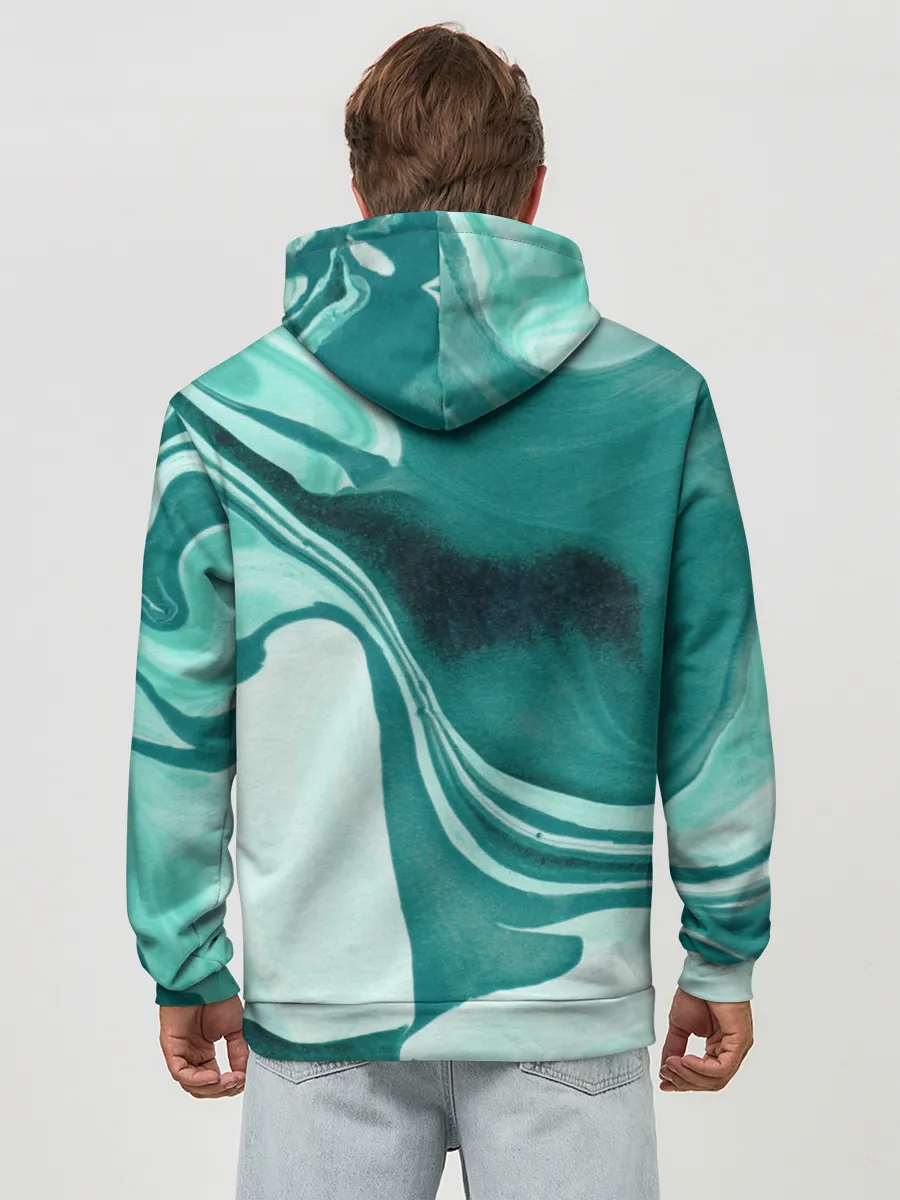 Худи мужской база хлопок / красочный зелёный развод