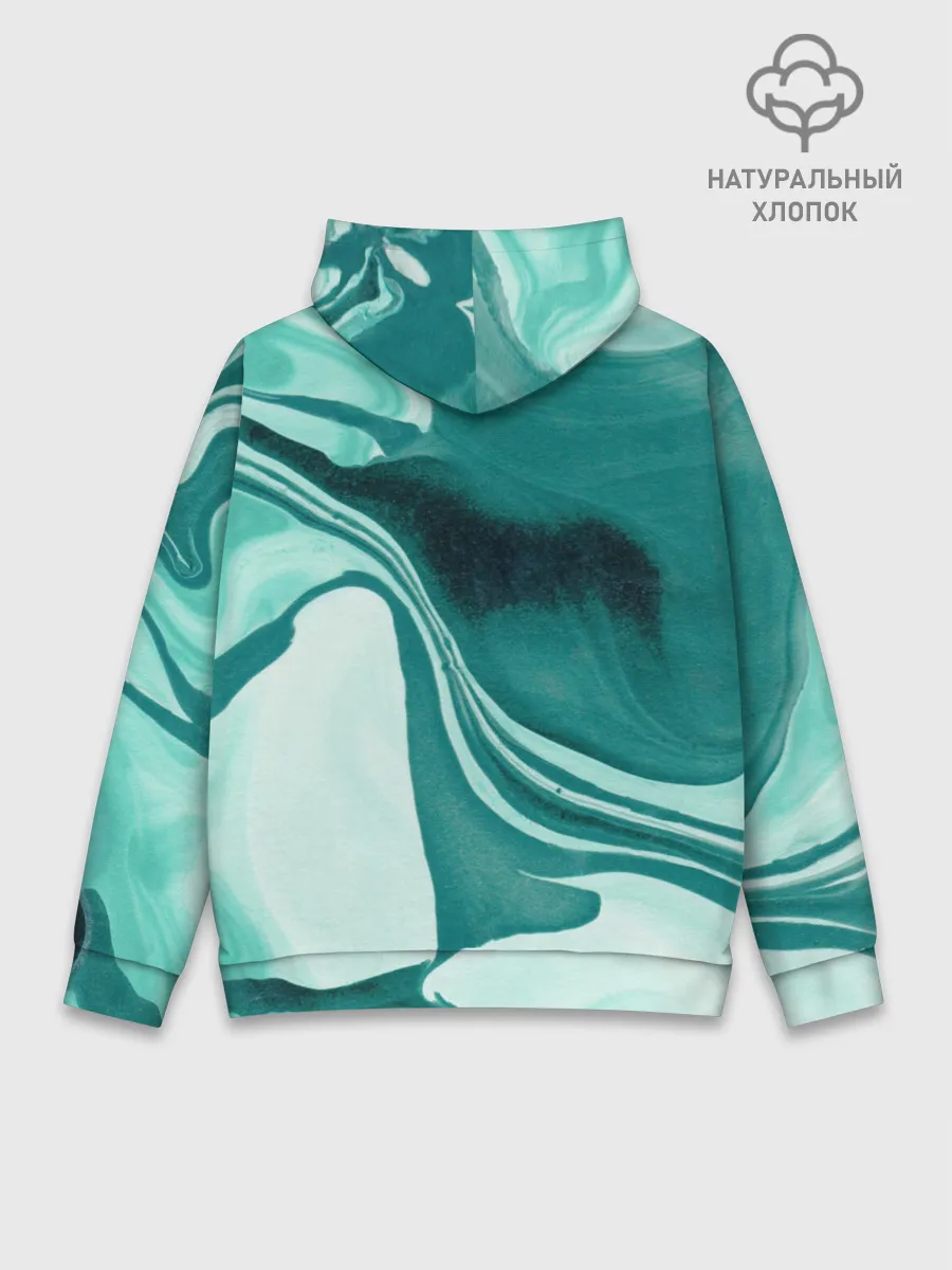 Худи мужской база хлопок / красочный зелёный развод