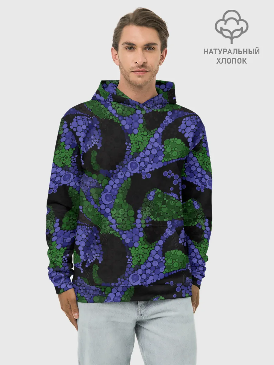 Худи мужской база хлопок / Абстрактный темный в горох