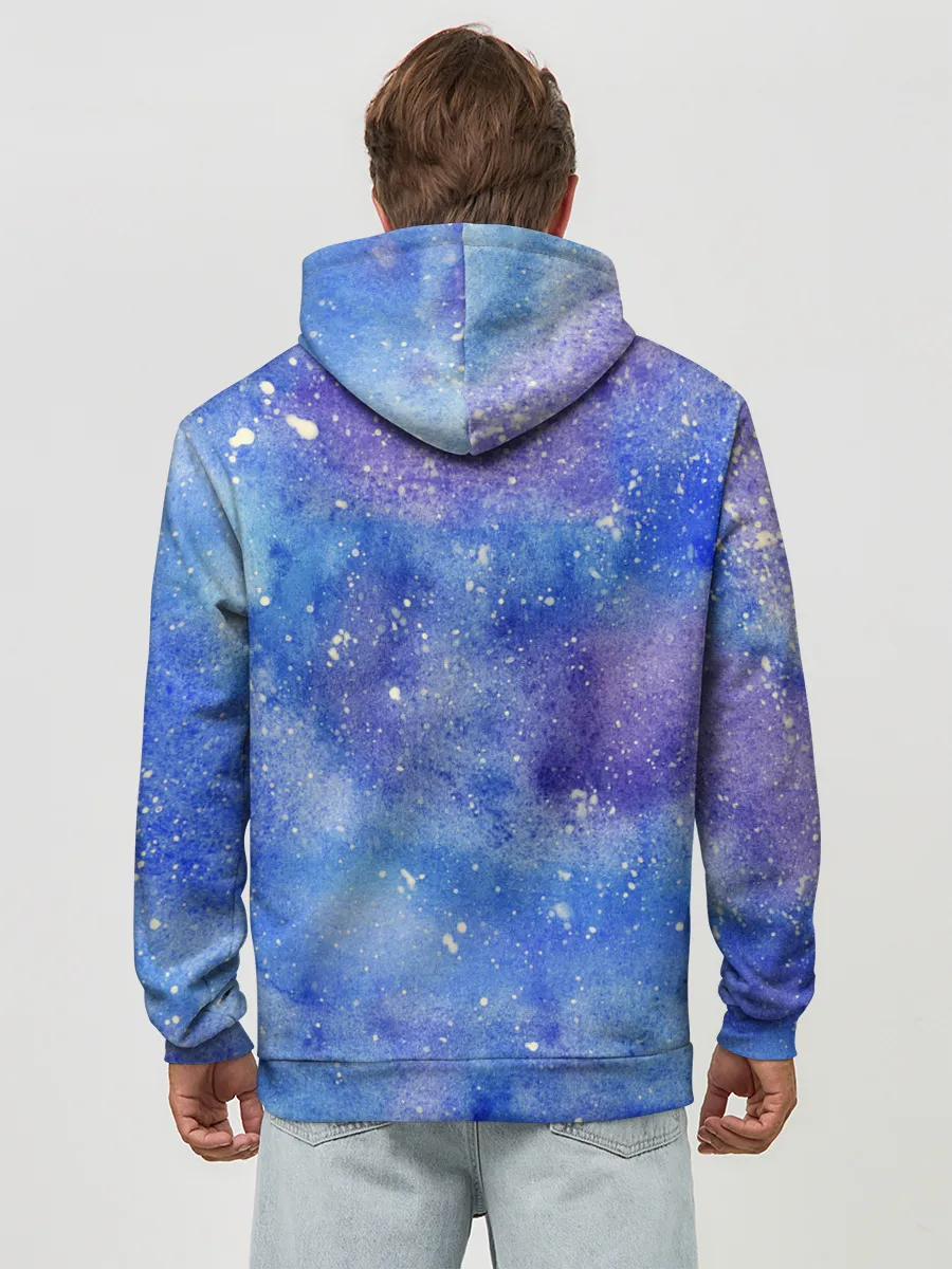 Худи мужской база хлопок / Акварельные разводы и брызги красок