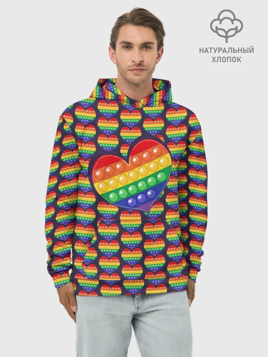 Худи мужской база хлопок / Большое сердце ПОП-ИТа