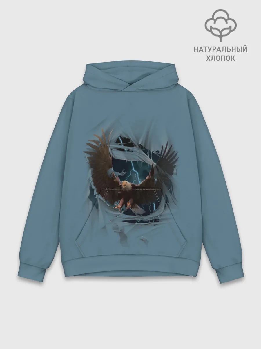 Худи мужской база хлопок / ОРЕЛ СКВОЗЬ ТКАНЬ