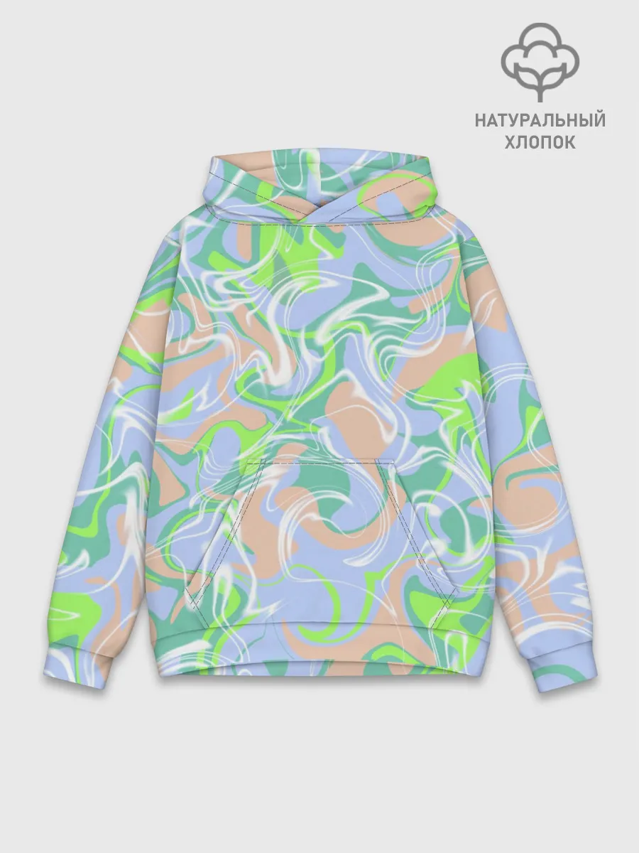 Худи мужской база хлопок / Разноцветные разводы красок