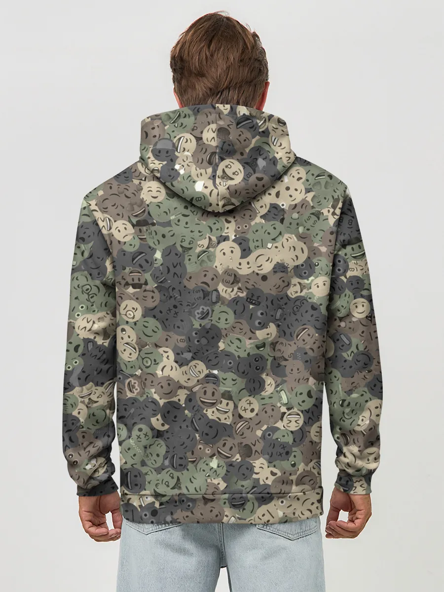 Худи мужской база хлопок / Эмодзи камуфляж