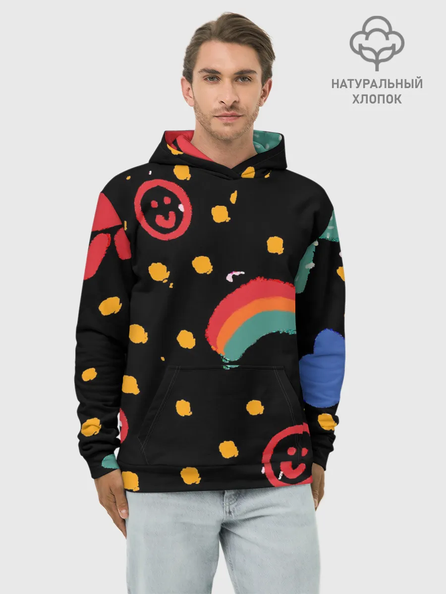Худи мужской база хлопок / красочное детство