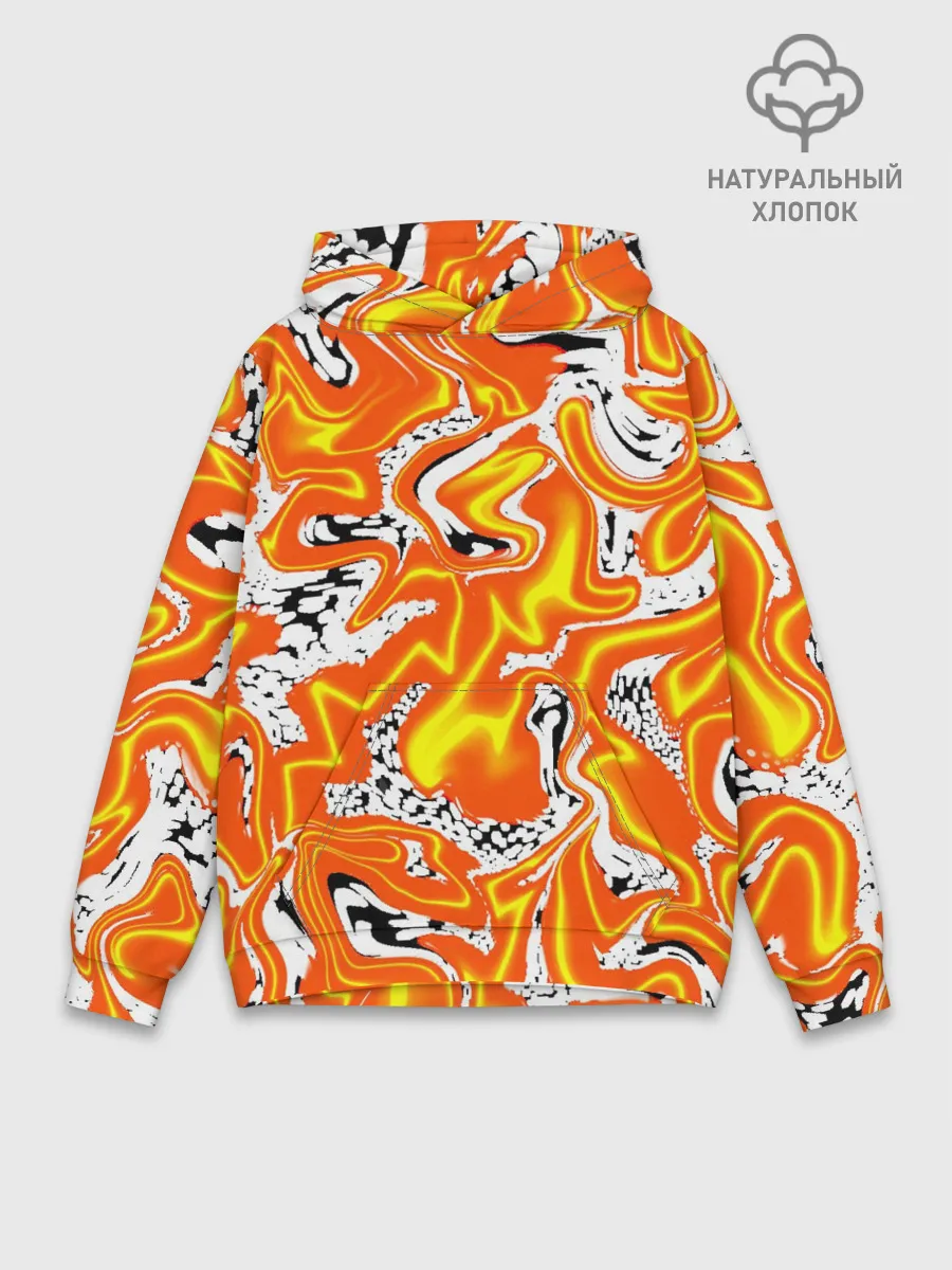 Худи мужской база хлопок / Огненные разводы лавы