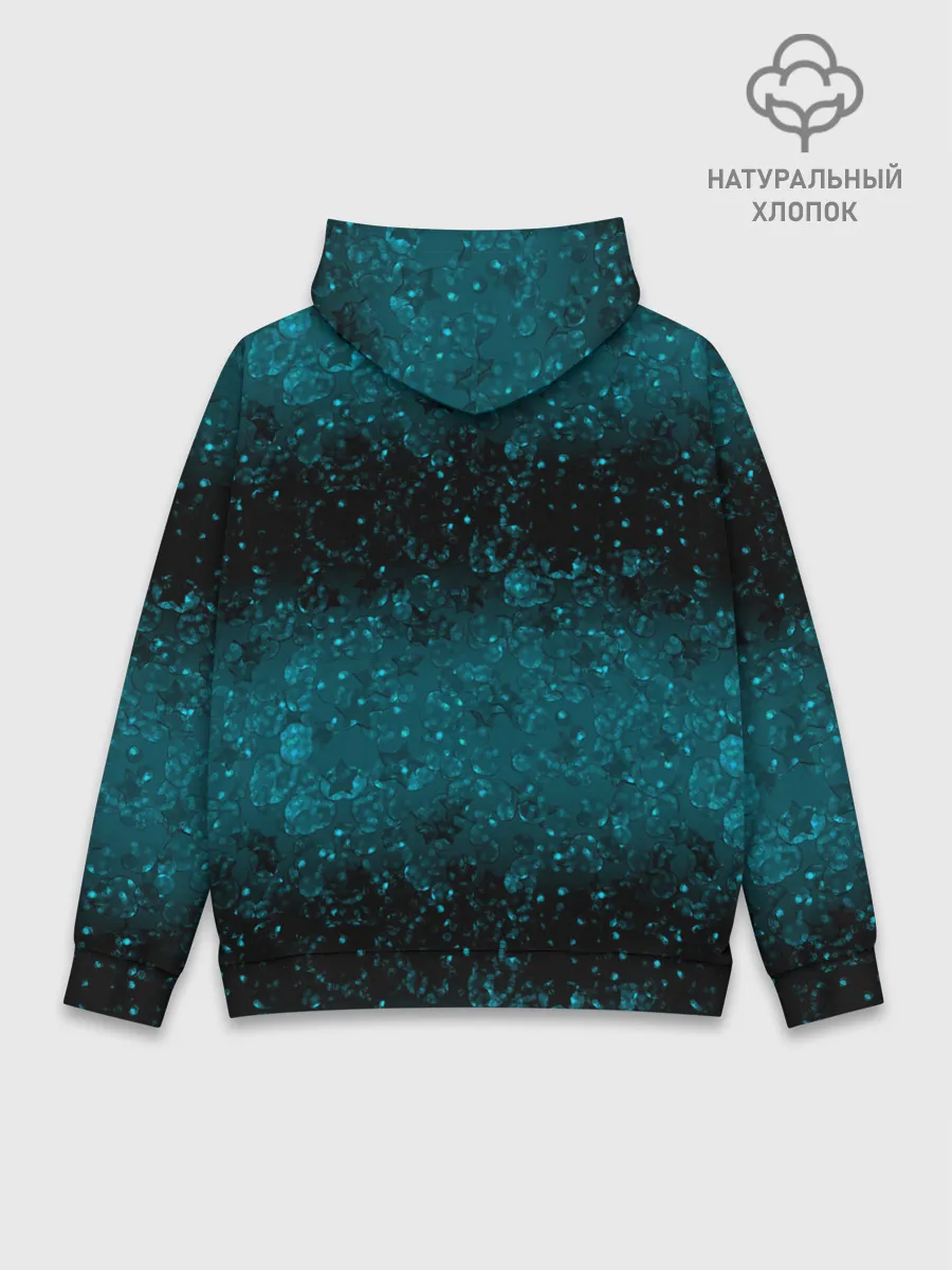 Худи мужской база хлопок / Черно-синие блестки