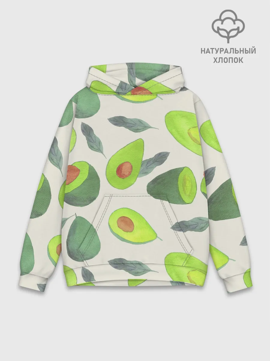 Худи мужской база хлопок / Авокадо - фруктовый паттерн