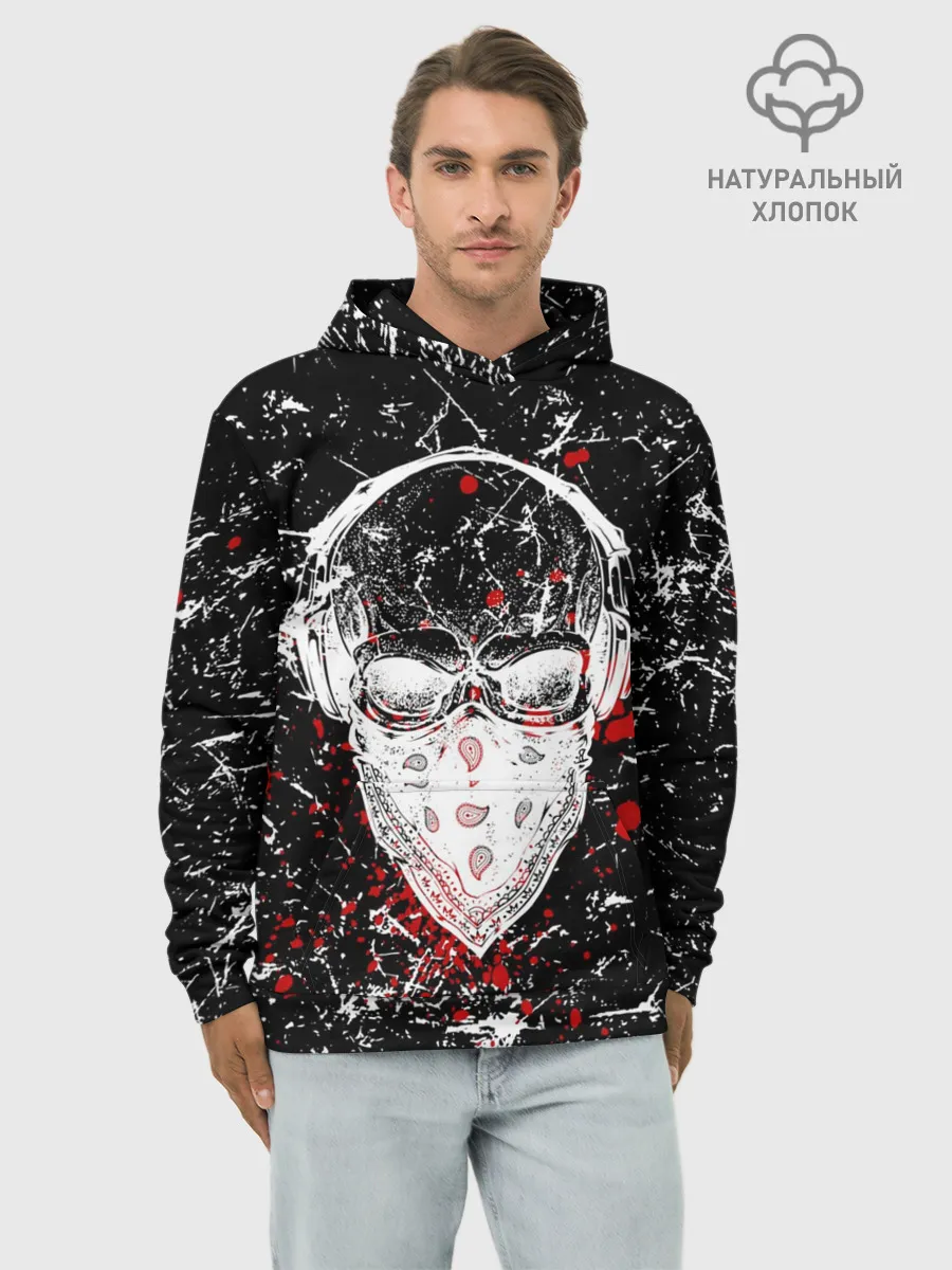 Худи мужской база хлопок / Брызги Череп Хипстер Гранж