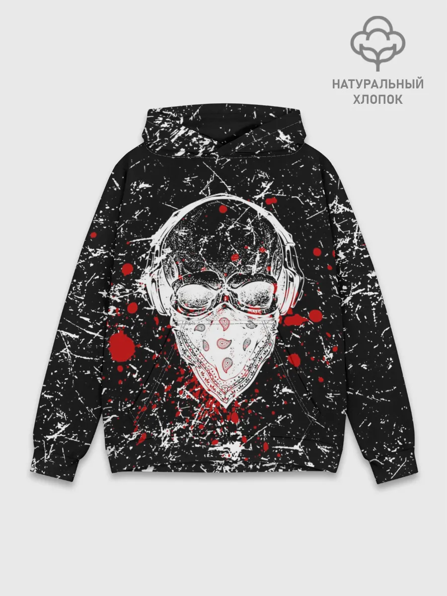 Худи мужской база хлопок / Брызги Череп Хипстер Гранж