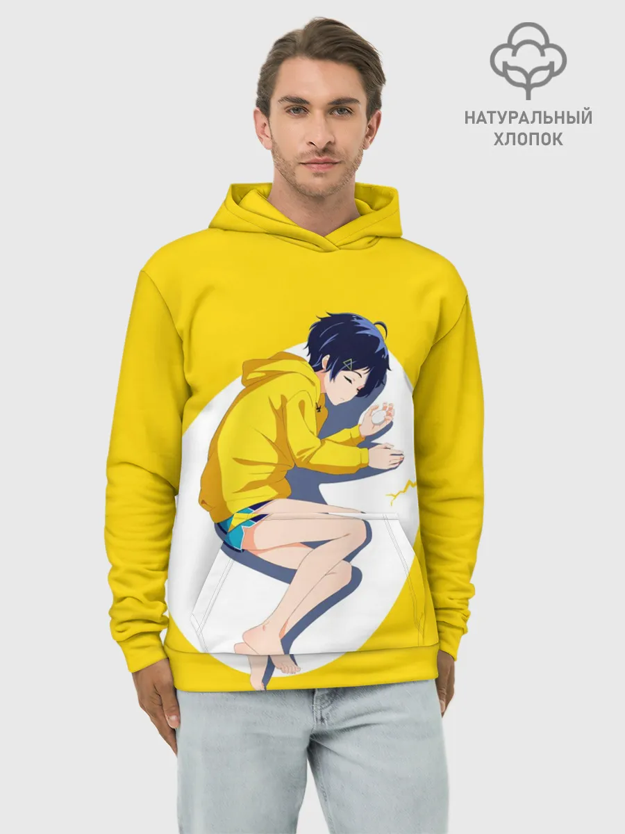 Худи мужской база хлопок / Yellow egg. Oto Ai
