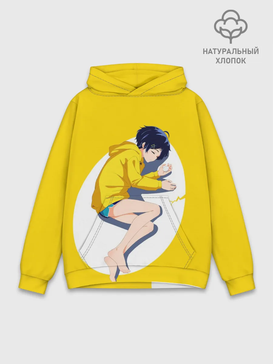 Худи мужской база хлопок / Yellow egg. Oto Ai