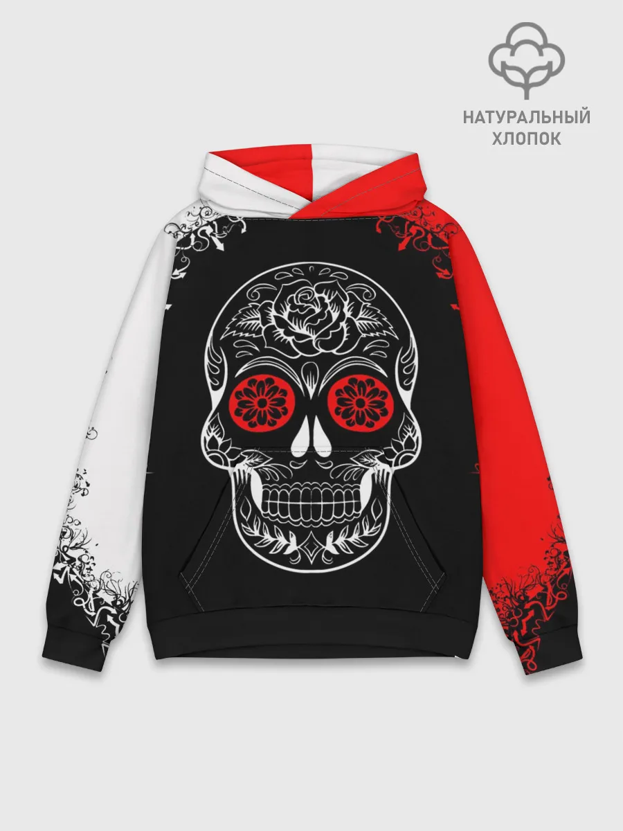 Худи мужской база хлопок / Red White Skull - Череп