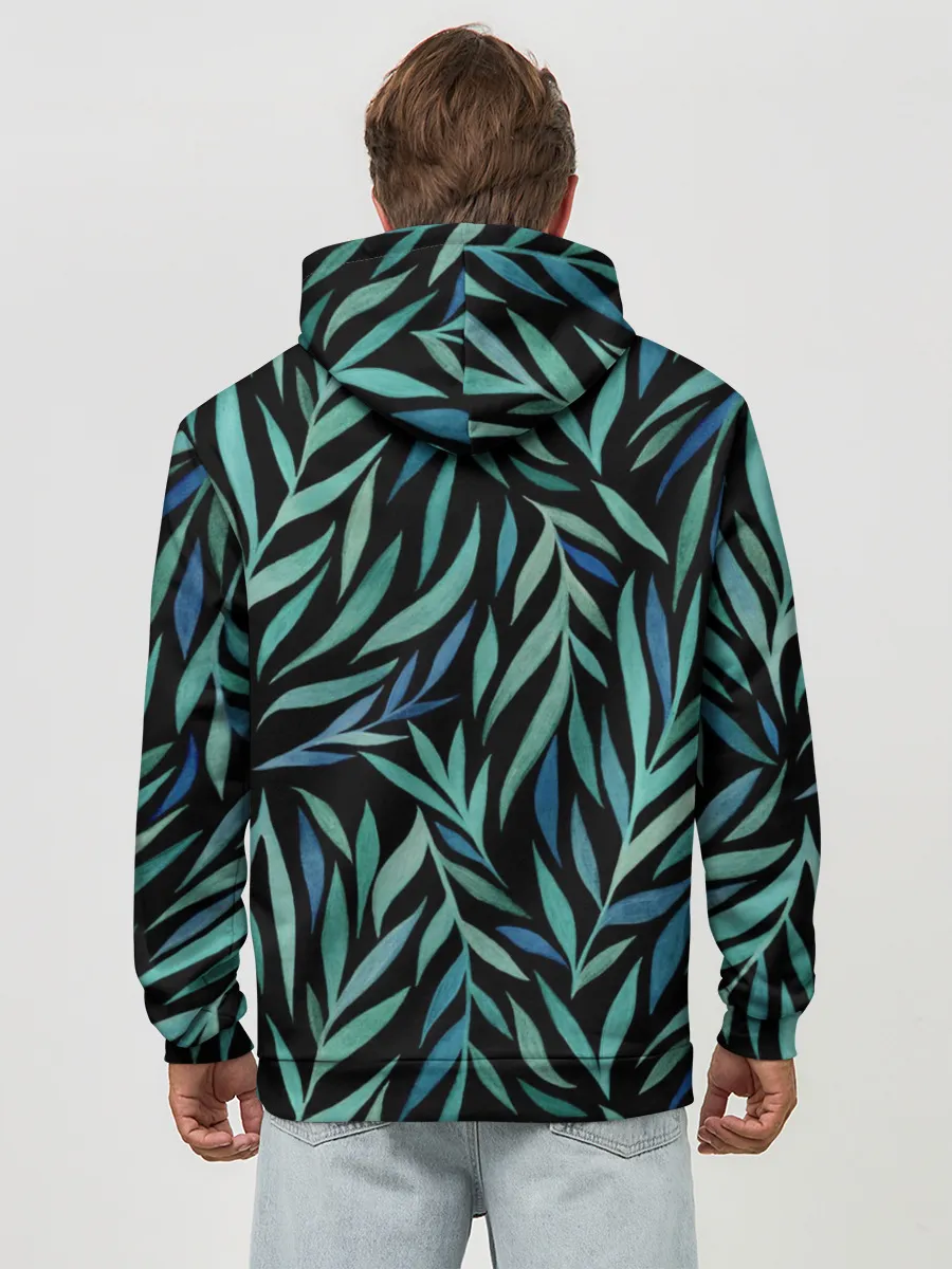 Худи мужской база хлопок / Растительный орнамент