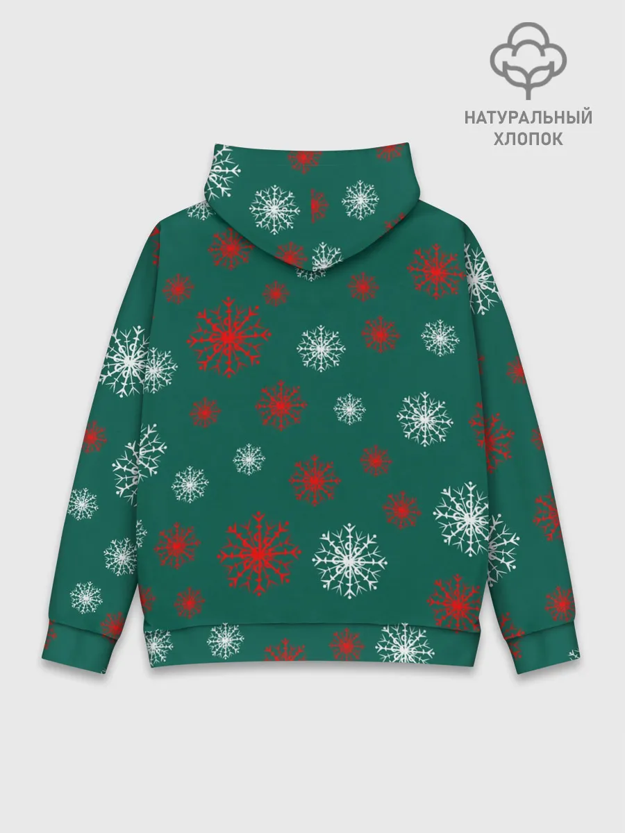 Худи мужской база хлопок / зимний кролик и снежинки