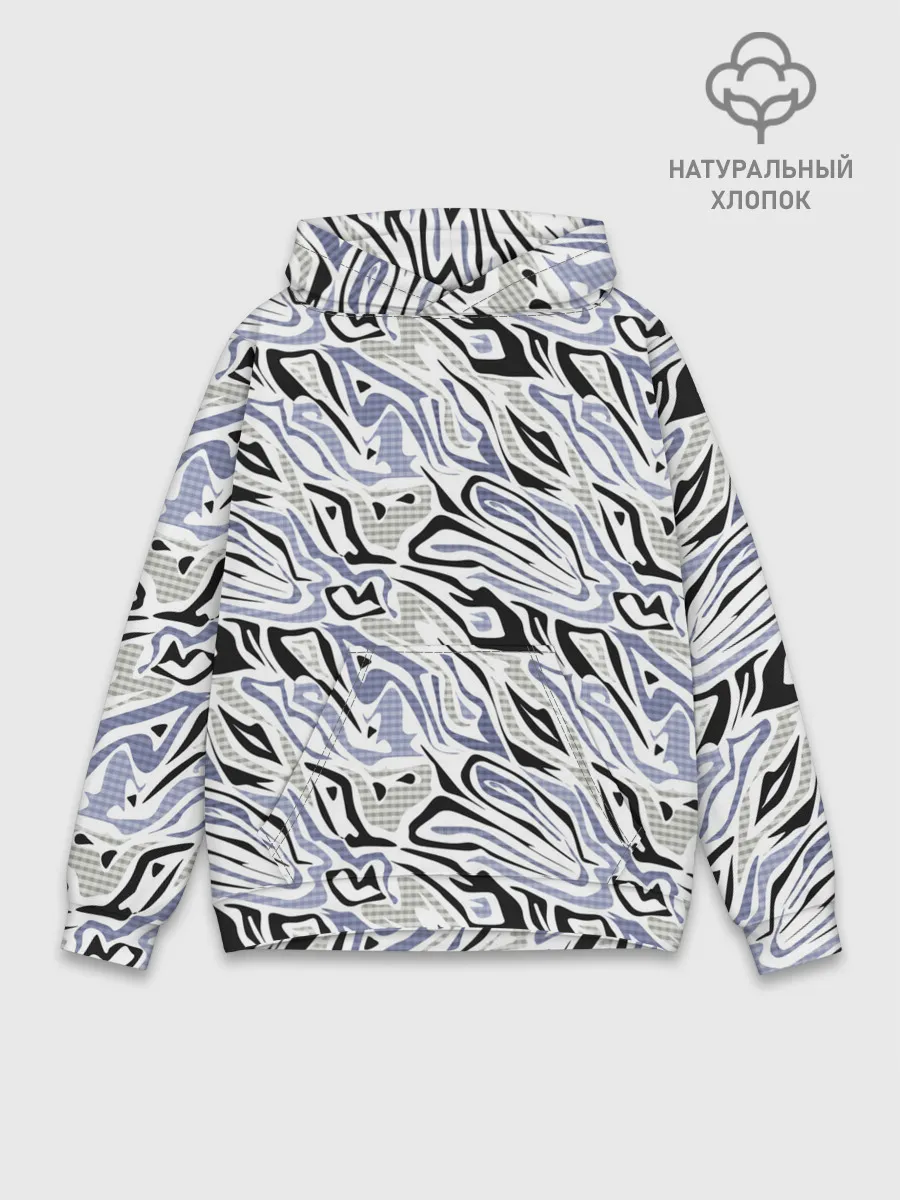 Худи мужской база хлопок / Абстрактный сиренево-черный