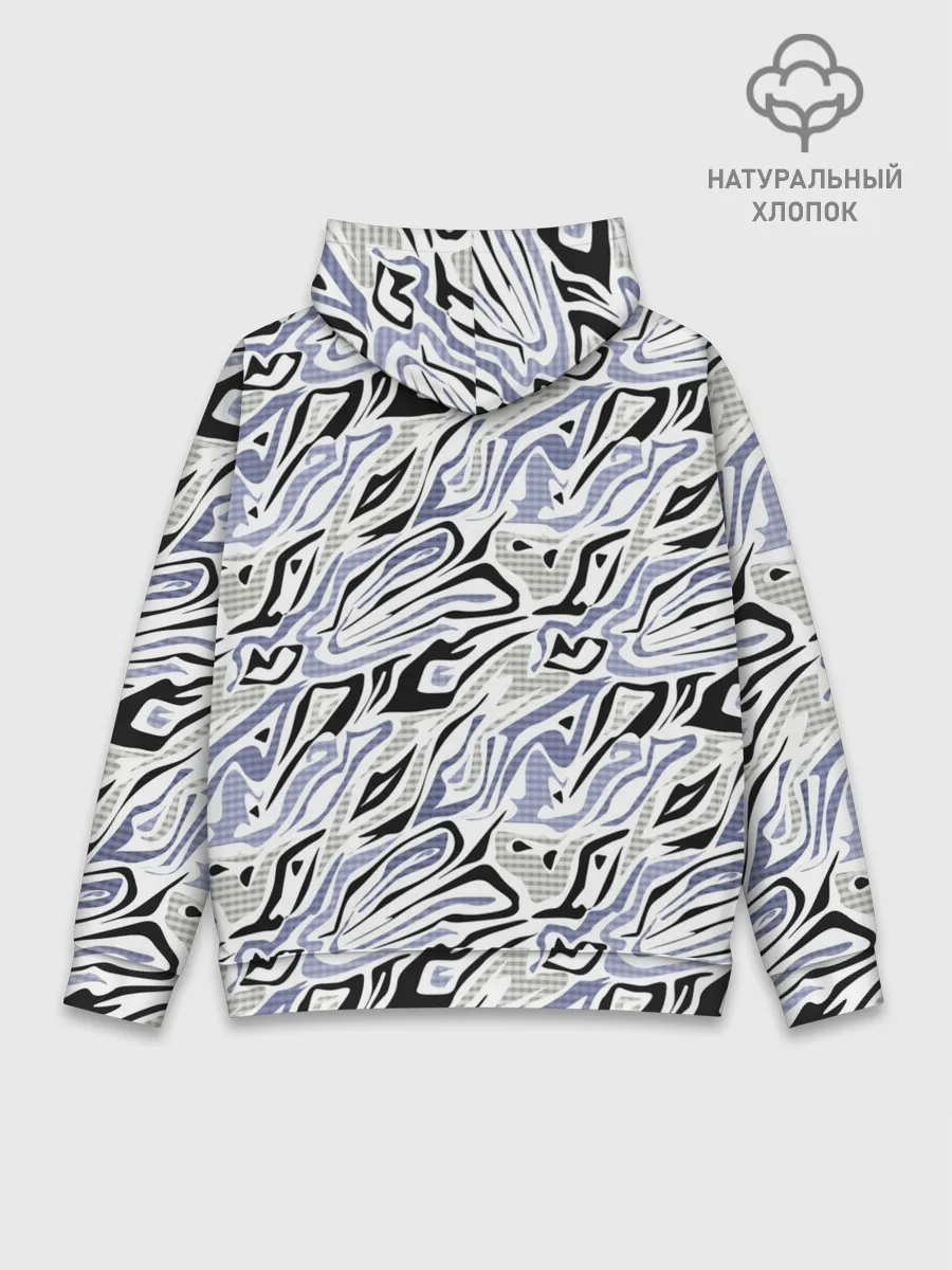 Худи мужской база хлопок / Абстрактный сиренево-черный