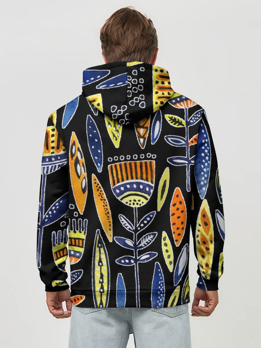 Худи мужской база хлопок / цветы фараона