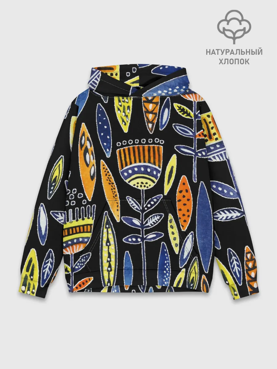 Худи мужской база хлопок / цветы фараона