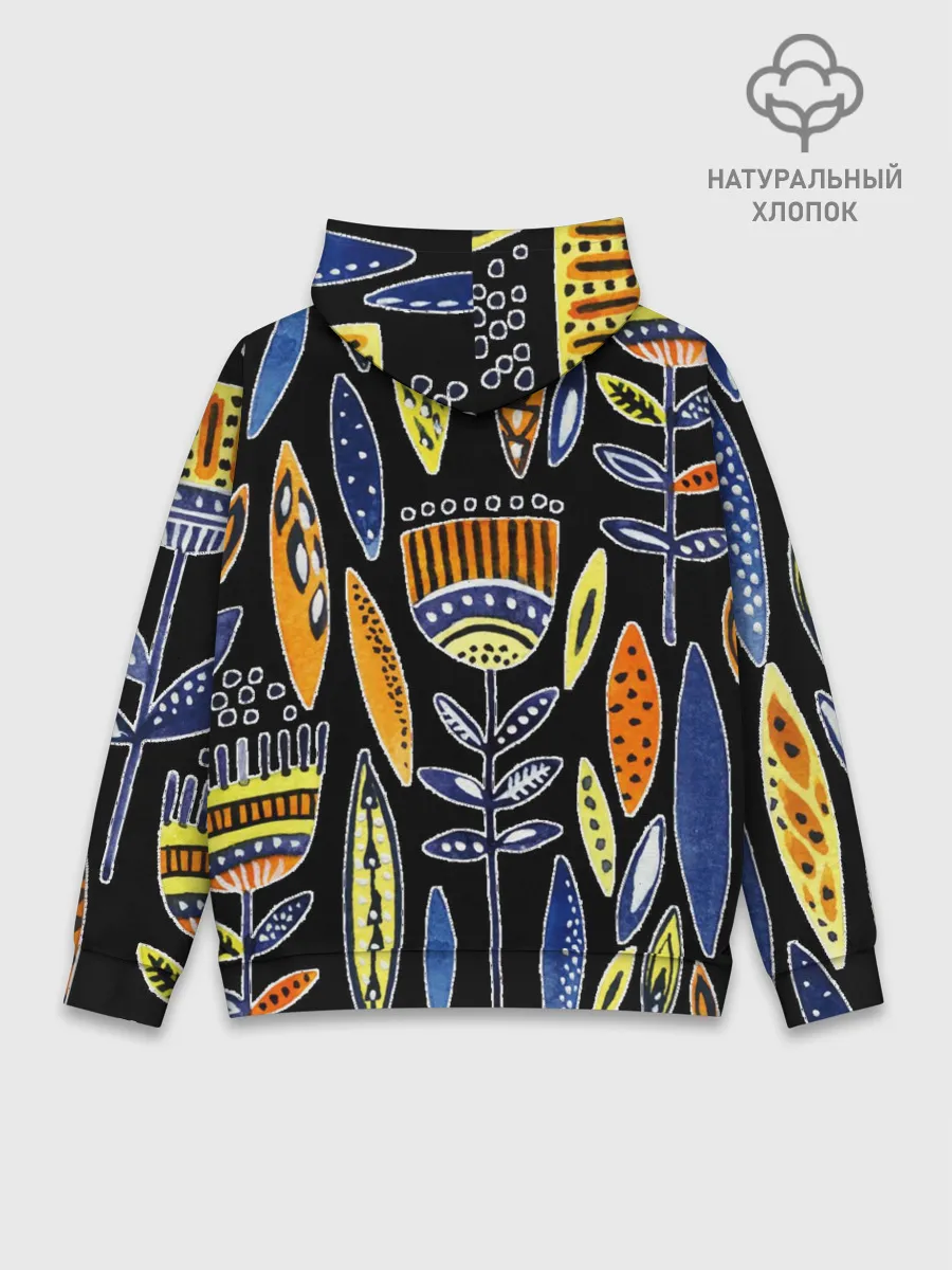 Худи мужской база хлопок / цветы фараона