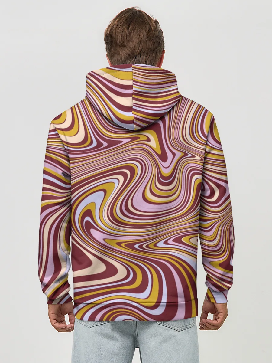 Худи мужской база хлопок / Красно-золотые разводы красок паттерн