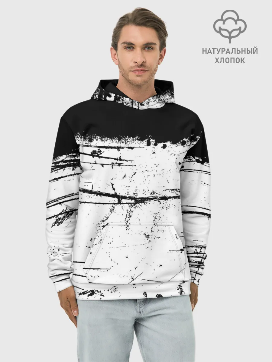 Худи мужской база хлопок / ИСПАЧКАННЫЙ КРАСКОЙ
