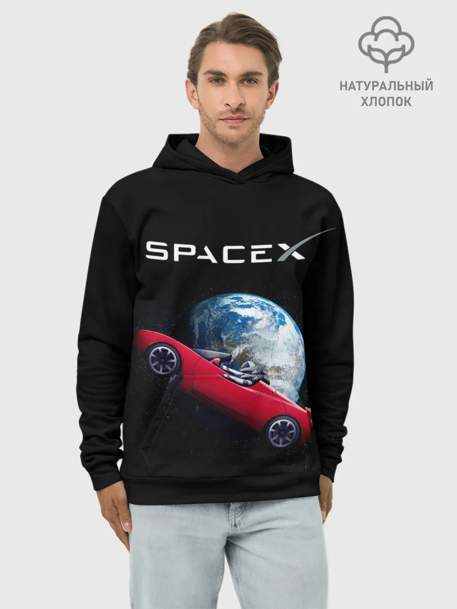 Худи мужской база хлопок / Space X Zero gravity car