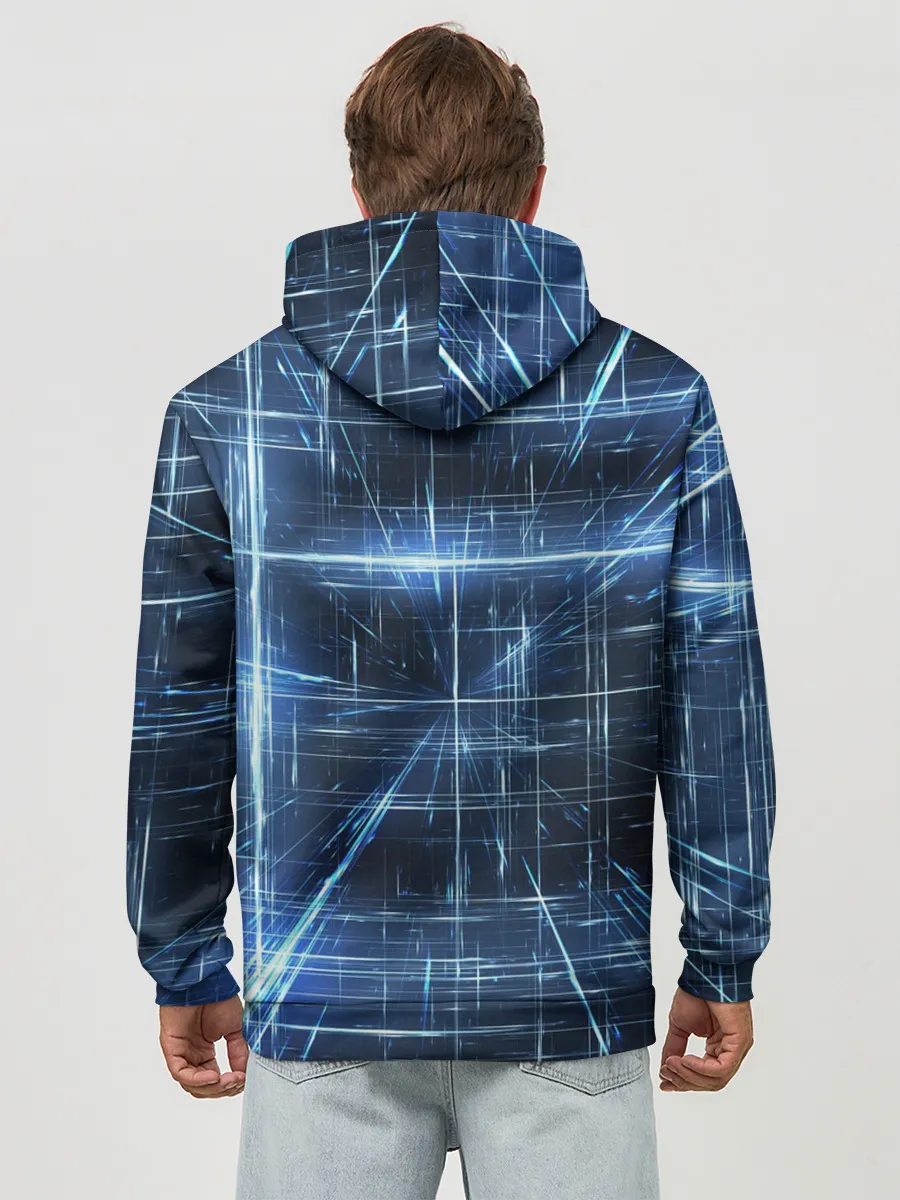 Худи мужской база хлопок / Линии неона