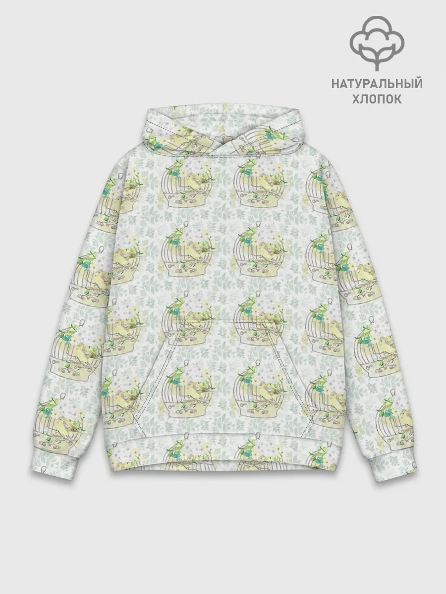 Худи мужской база хлопок / Канарейки в клетках