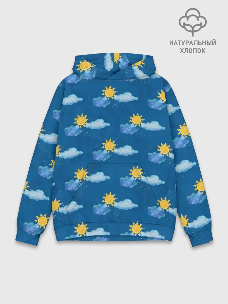 Худи мужской база хлопок / Облака и солнце
