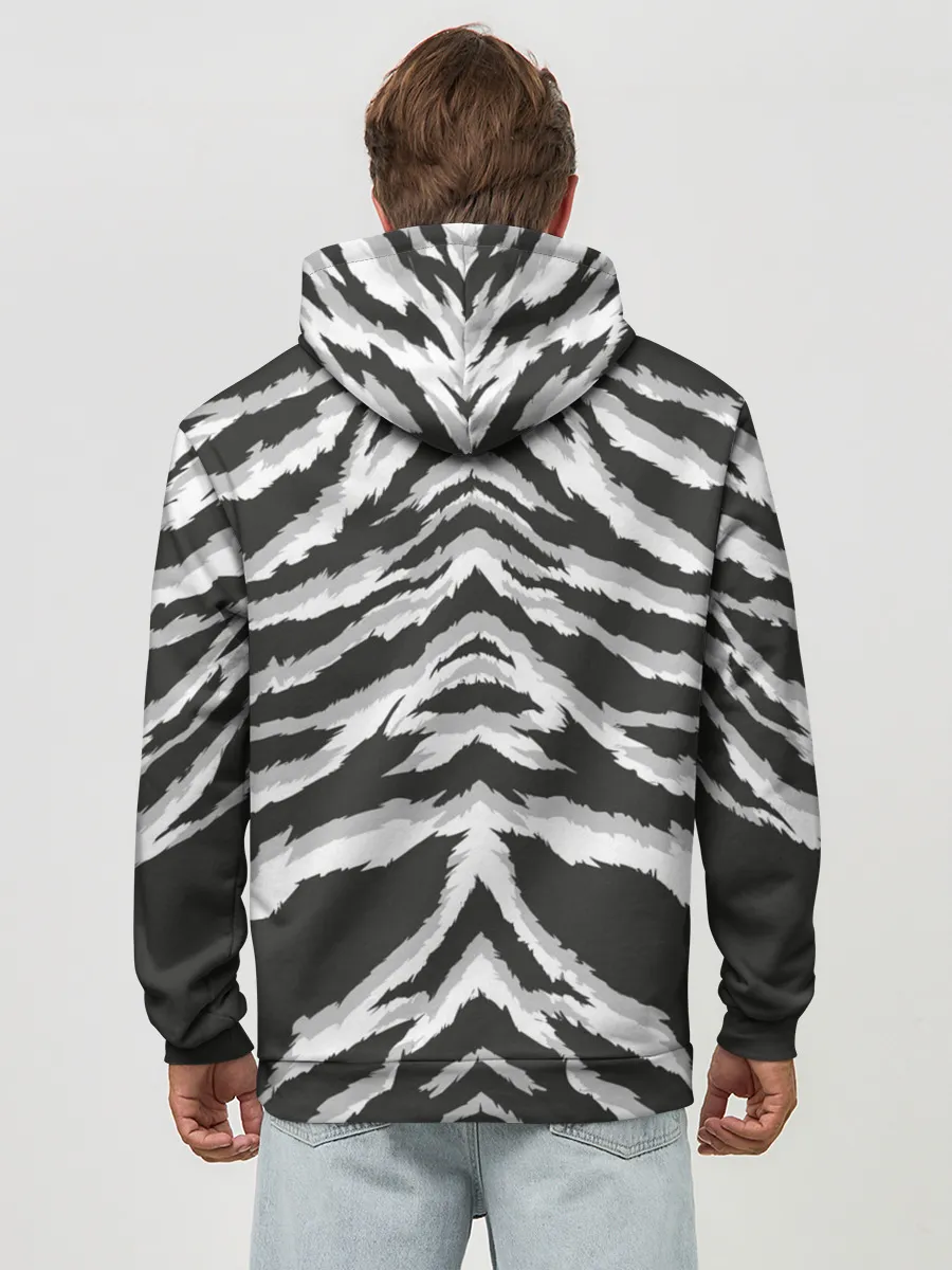 Худи мужской база хлопок / Белая шкура тигра