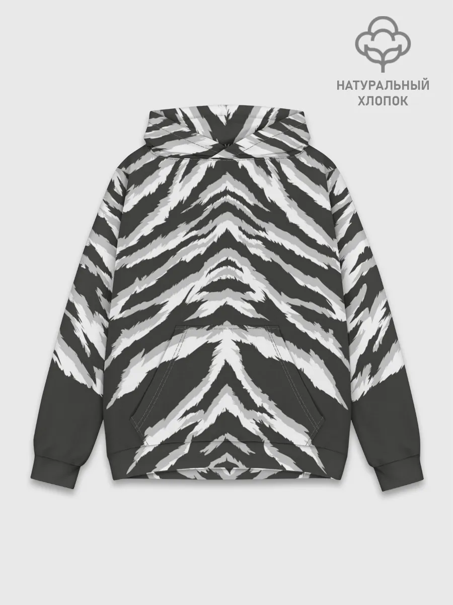 Худи мужской база хлопок / Белая шкура тигра