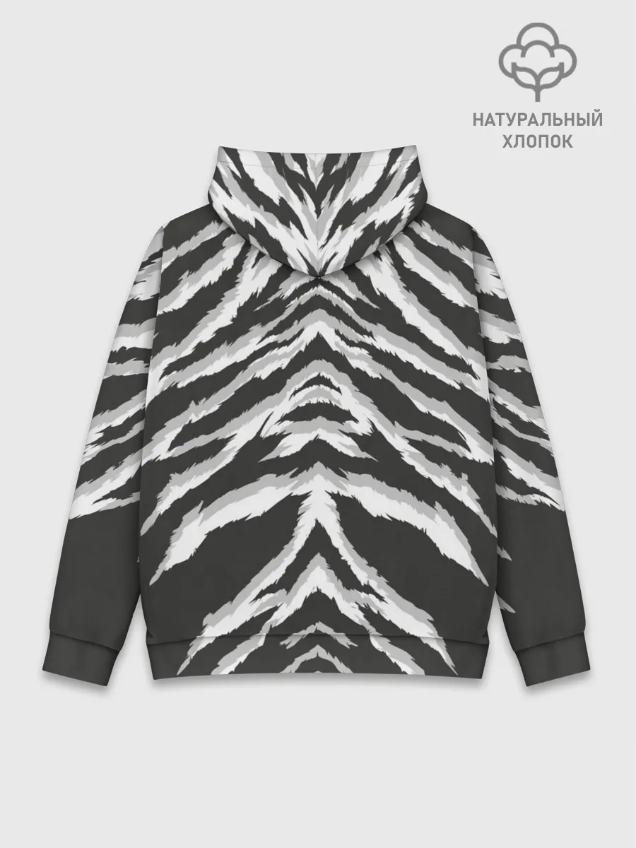 Худи мужской база хлопок / Белая шкура тигра