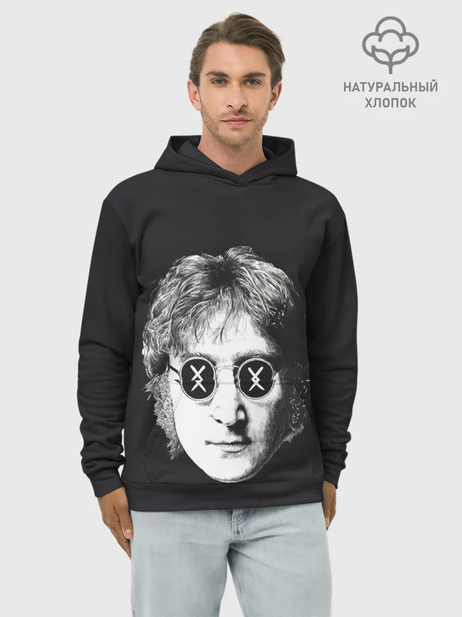 Худи мужской база хлопок / Ленон в очках
