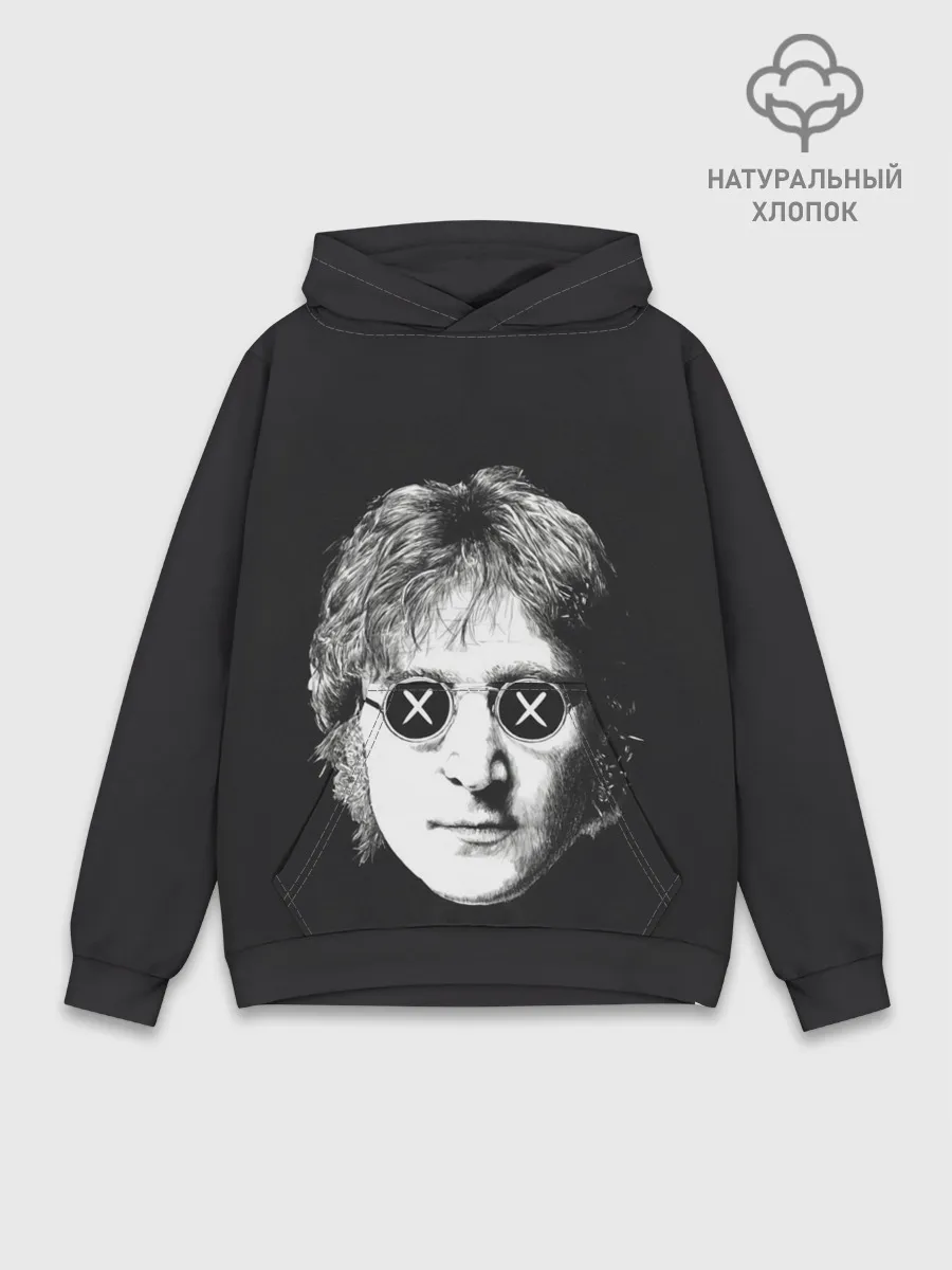 Худи мужской база хлопок / Ленон в очках