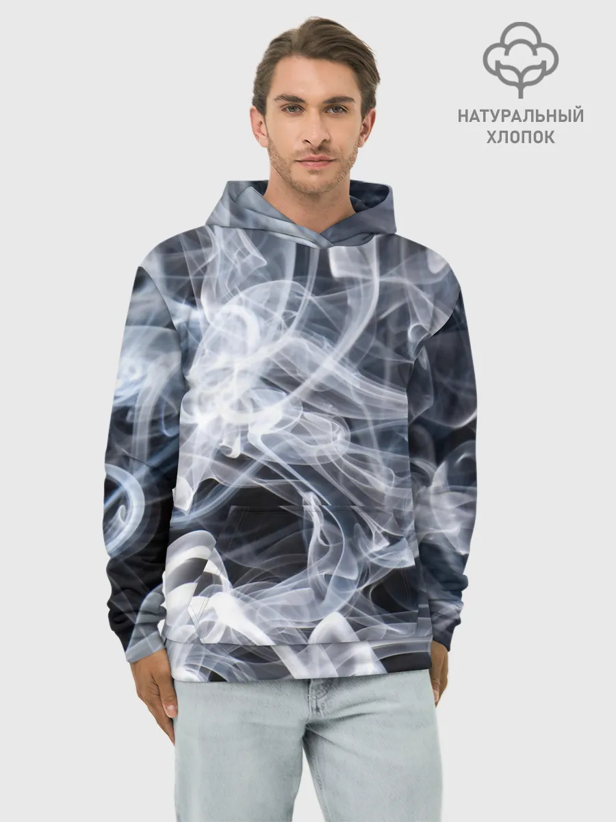 Худи мужской база хлопок / Графика дыма