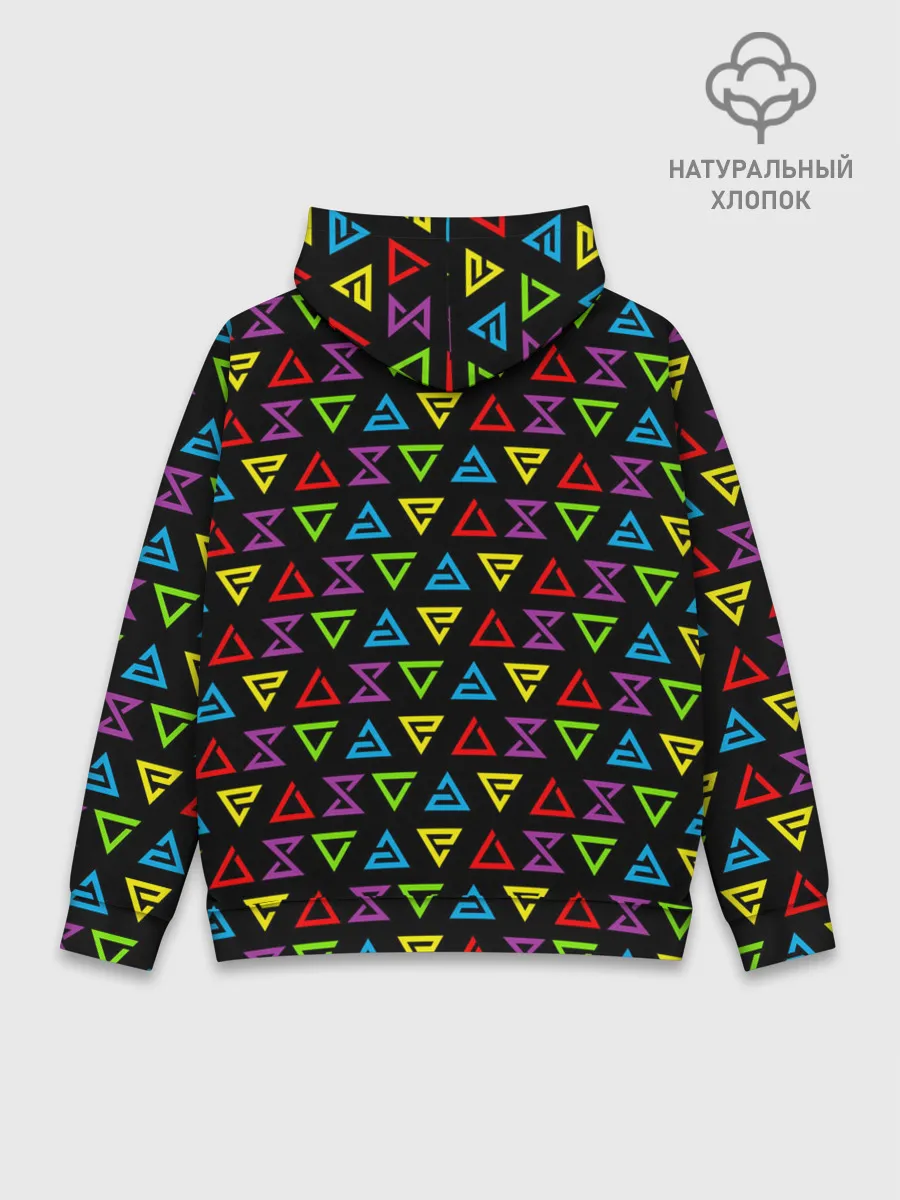 Худи мужской база хлопок / ВЕДЬМАК ЗНАКИ ПАТТЕРН ЦВЕТНОЙ | THE WITCHER